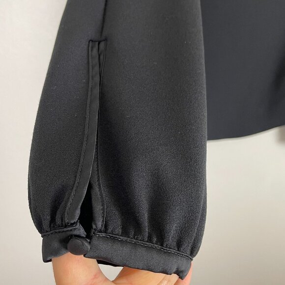 Ann Taylor Womens Small Black Key Hole Front Long Sleeve Shirt Top Blouse - Picture 8 of 11